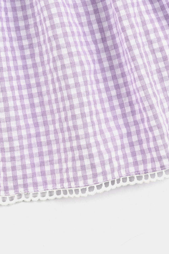 Girls Poly Jersey Emb Top - Purple