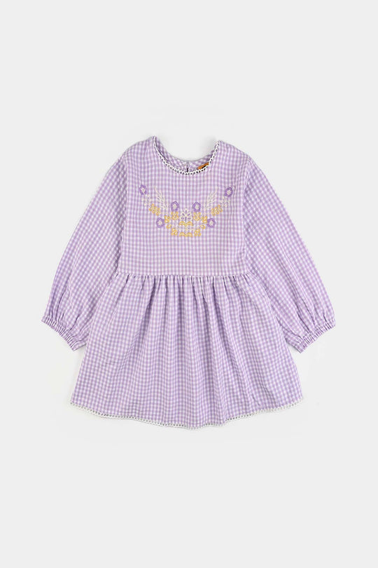 Girls Poly Jersey Emb Top - Purple