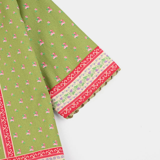 Infant Girls Cotton Poplin Printed Kurti Desi Green