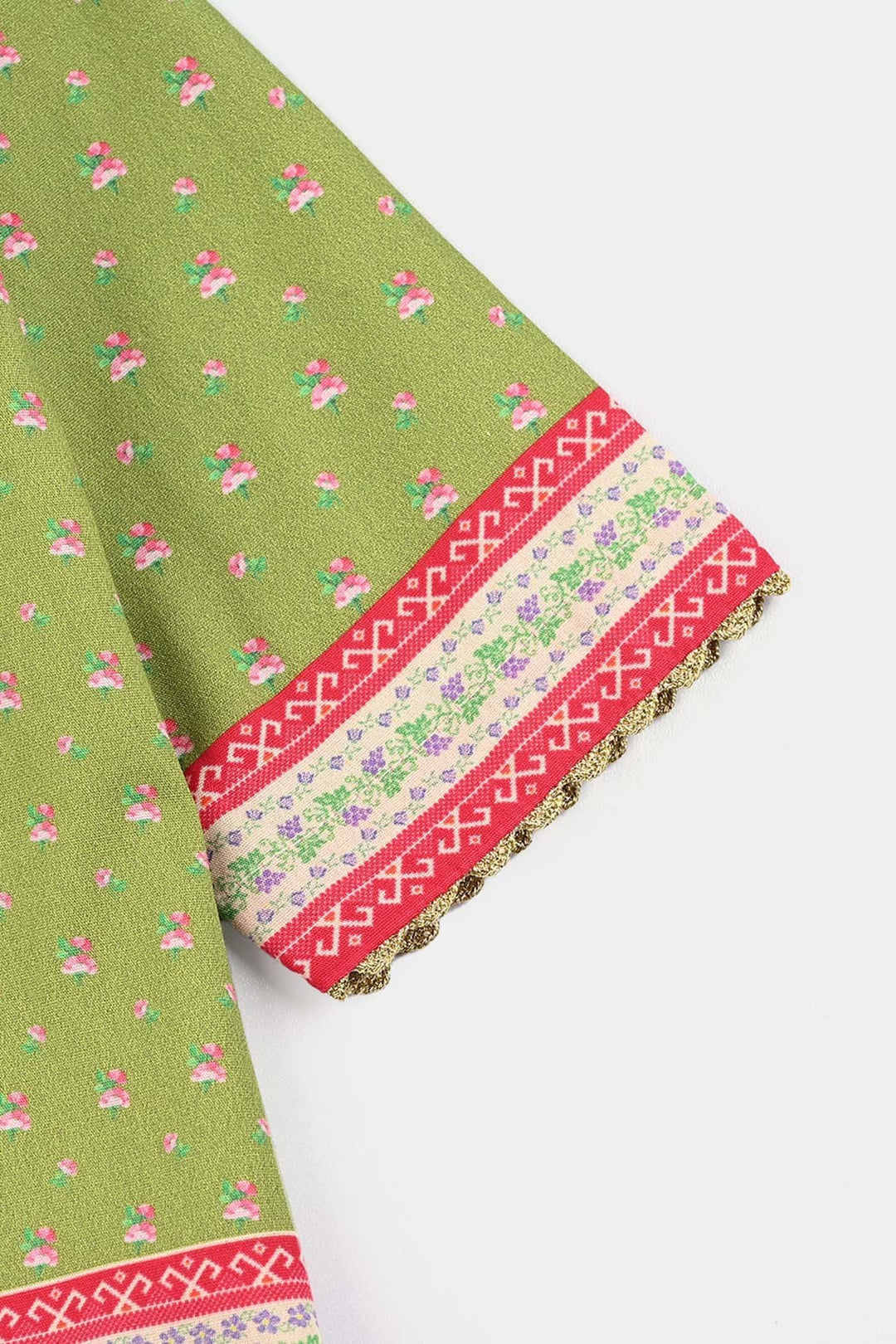 Infant Girls Cotton Poplin Printed Kurti Desi Green