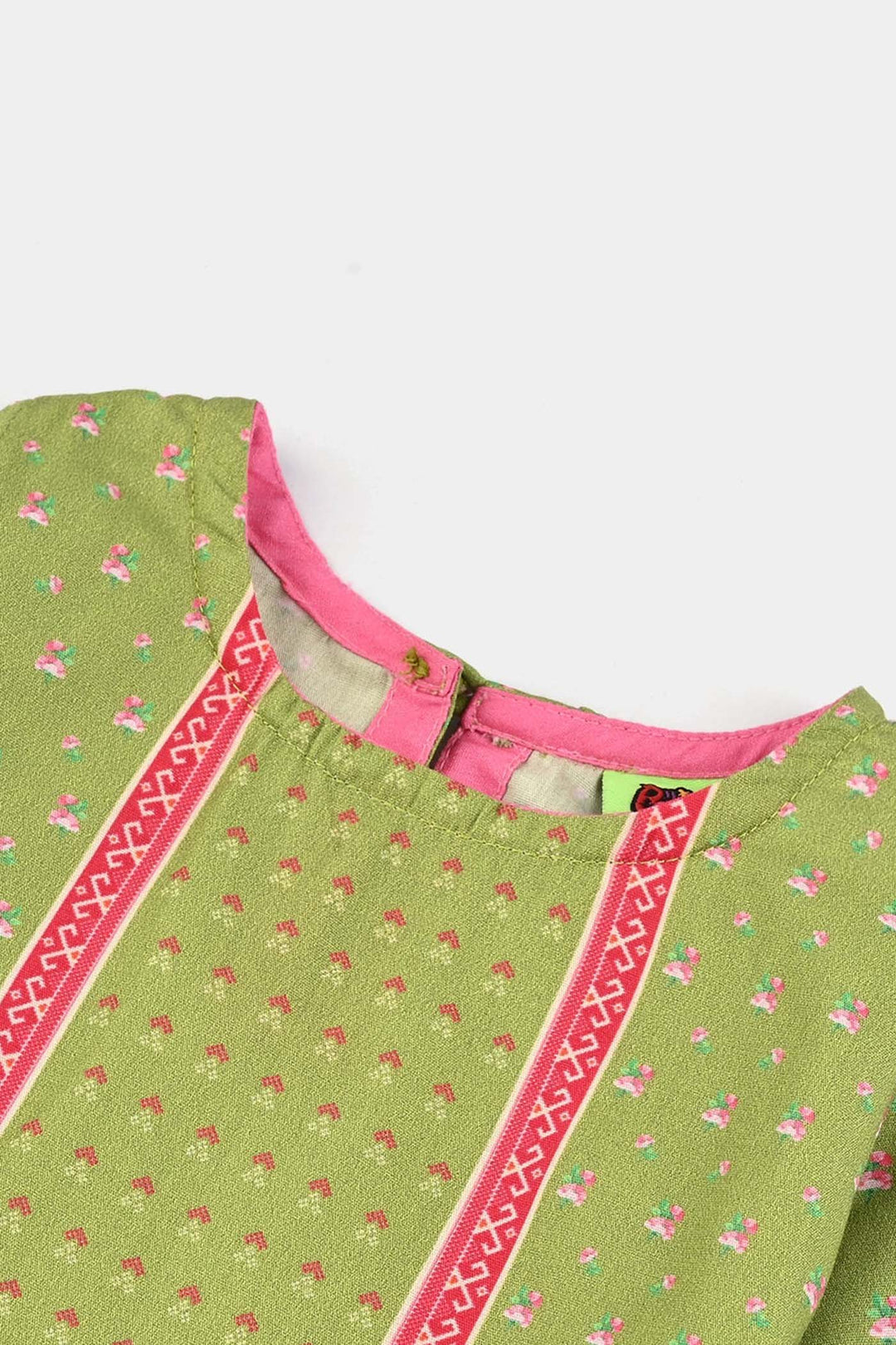Infant Girls Cotton Poplin Printed Kurti Desi Green