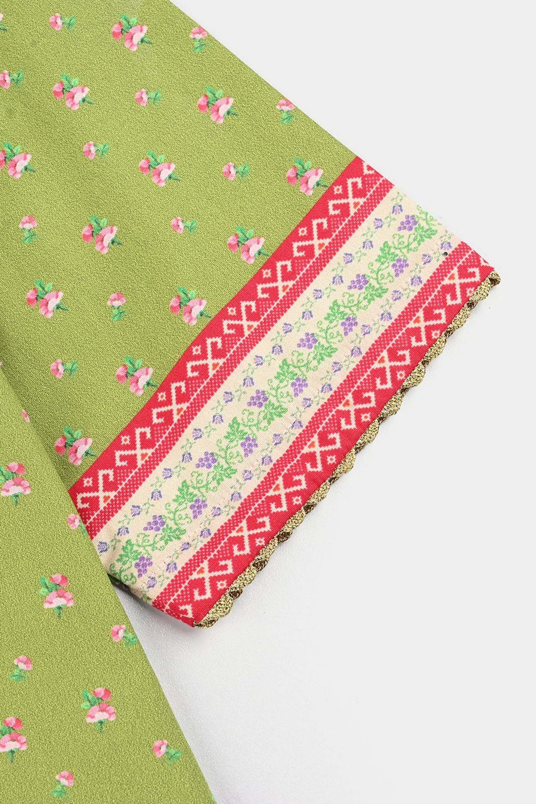 Girls Cotton Poplin Printed Kurti Desi-Green