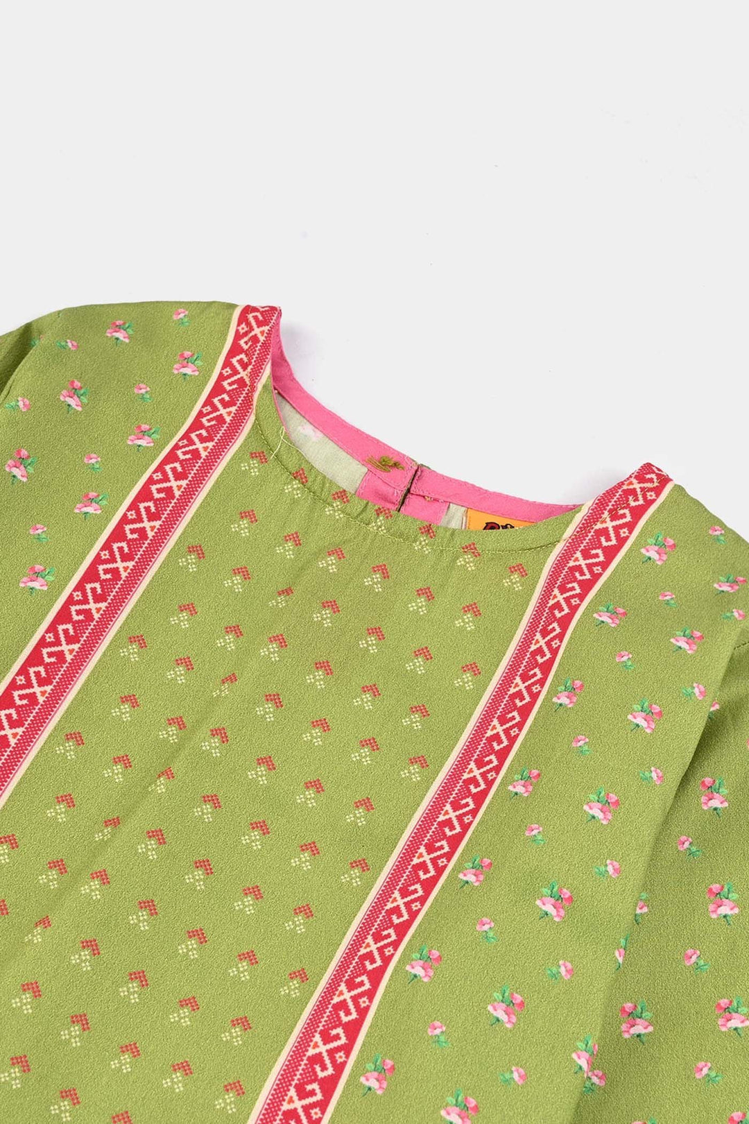 Girls Cotton Poplin Printed Kurti Desi-Green