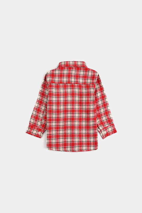 Infant Boys Flannel Shirt-Red Check