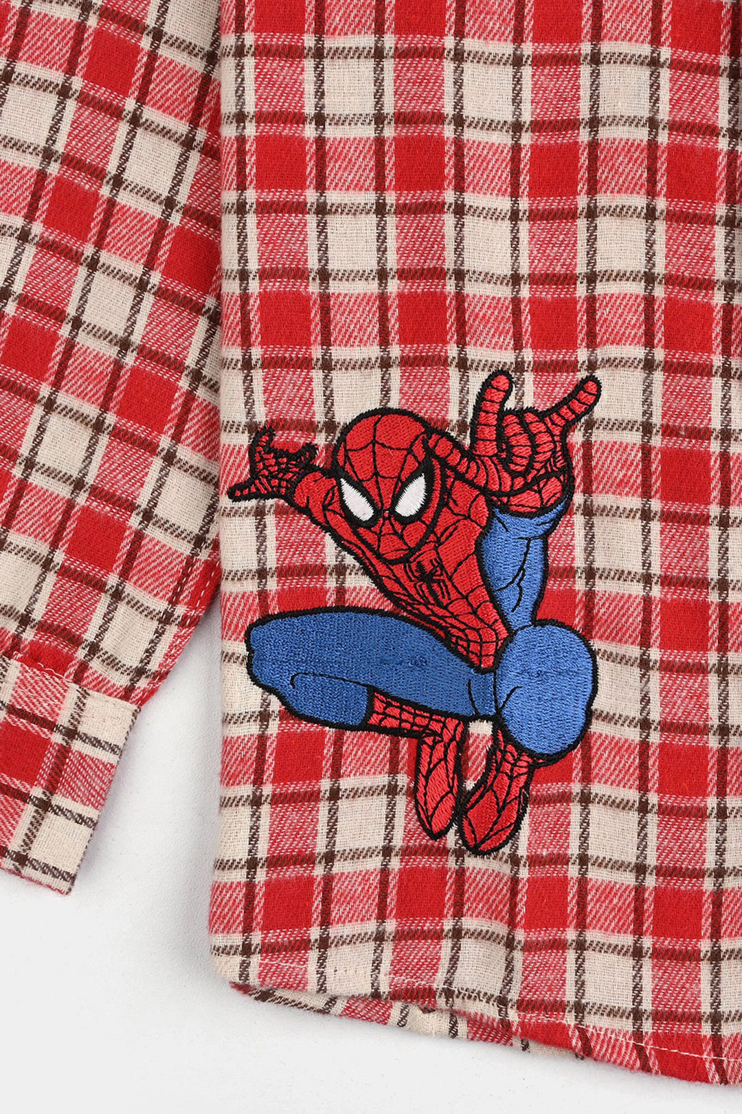 Boys Flannel Shirt-Red Check