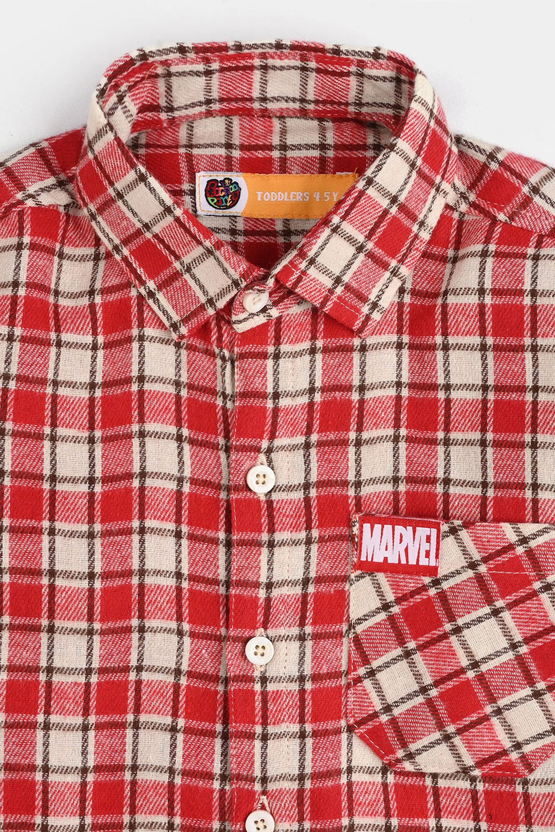 Boys Flannel Shirt-Red Check