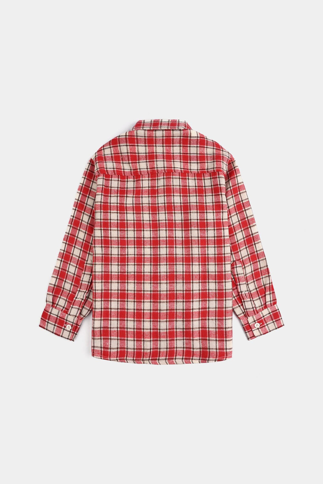 Boys Flannel Shirt-Red Check