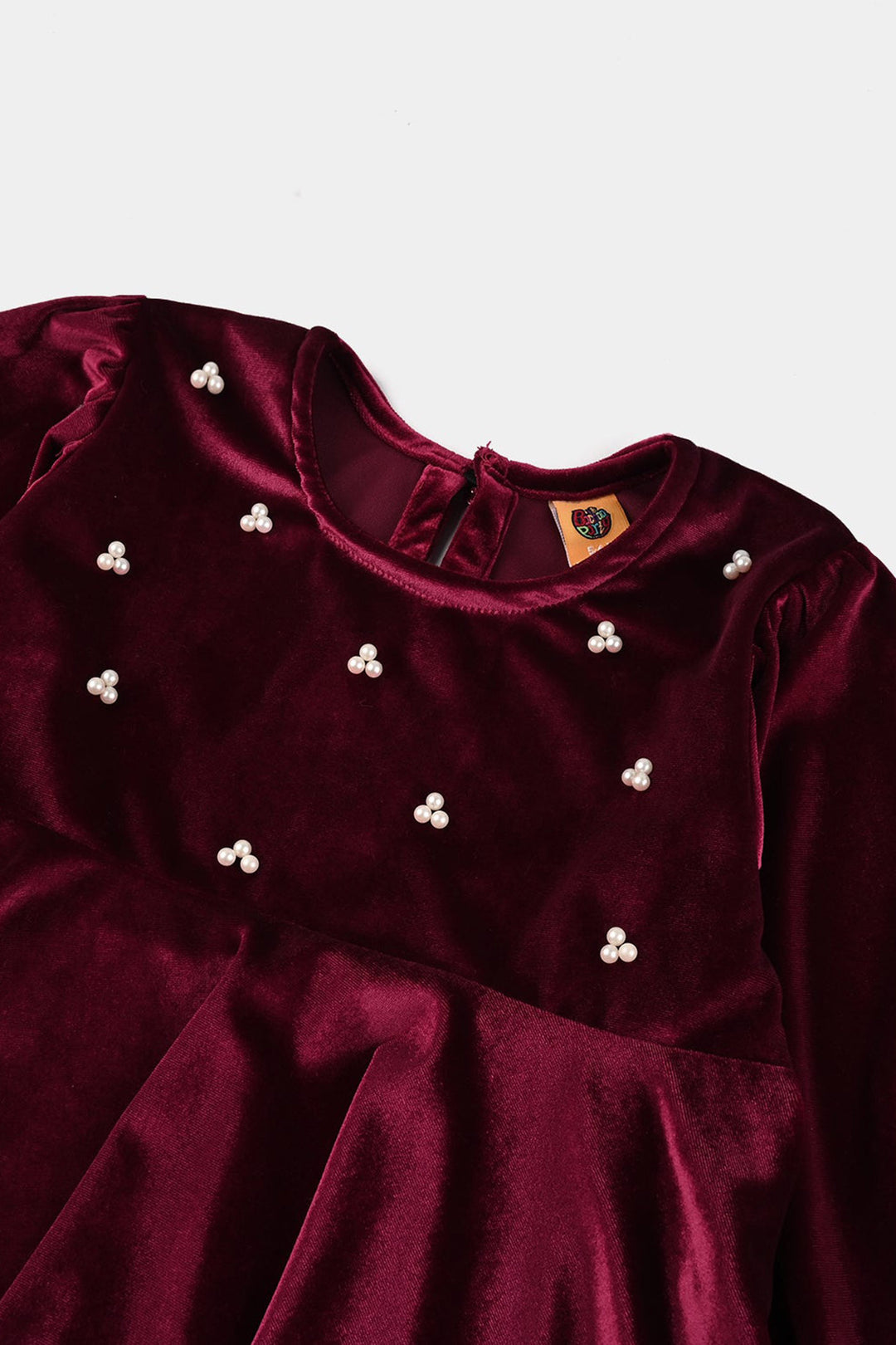 Girls Velvet Co-Set Maroon Love-MAROON