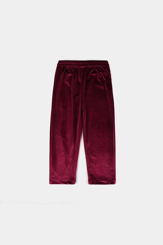 Girls Velvet Co-Set Maroon Love-MAROON