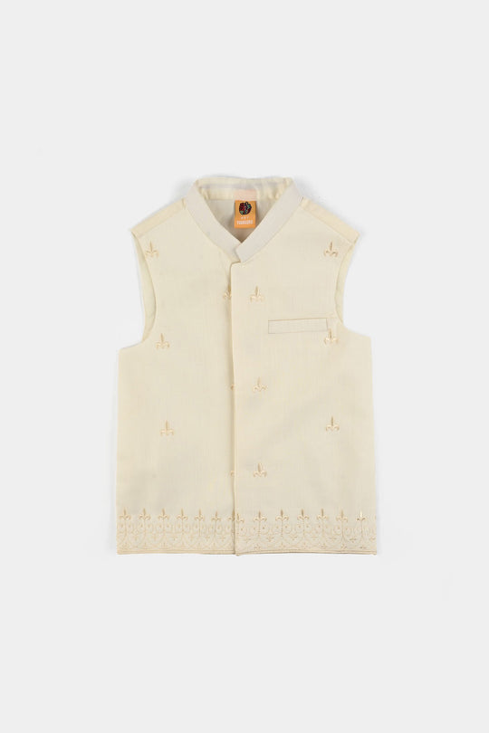 Boys Cotton Slub 3Piece Suit (Blended)-Off.White