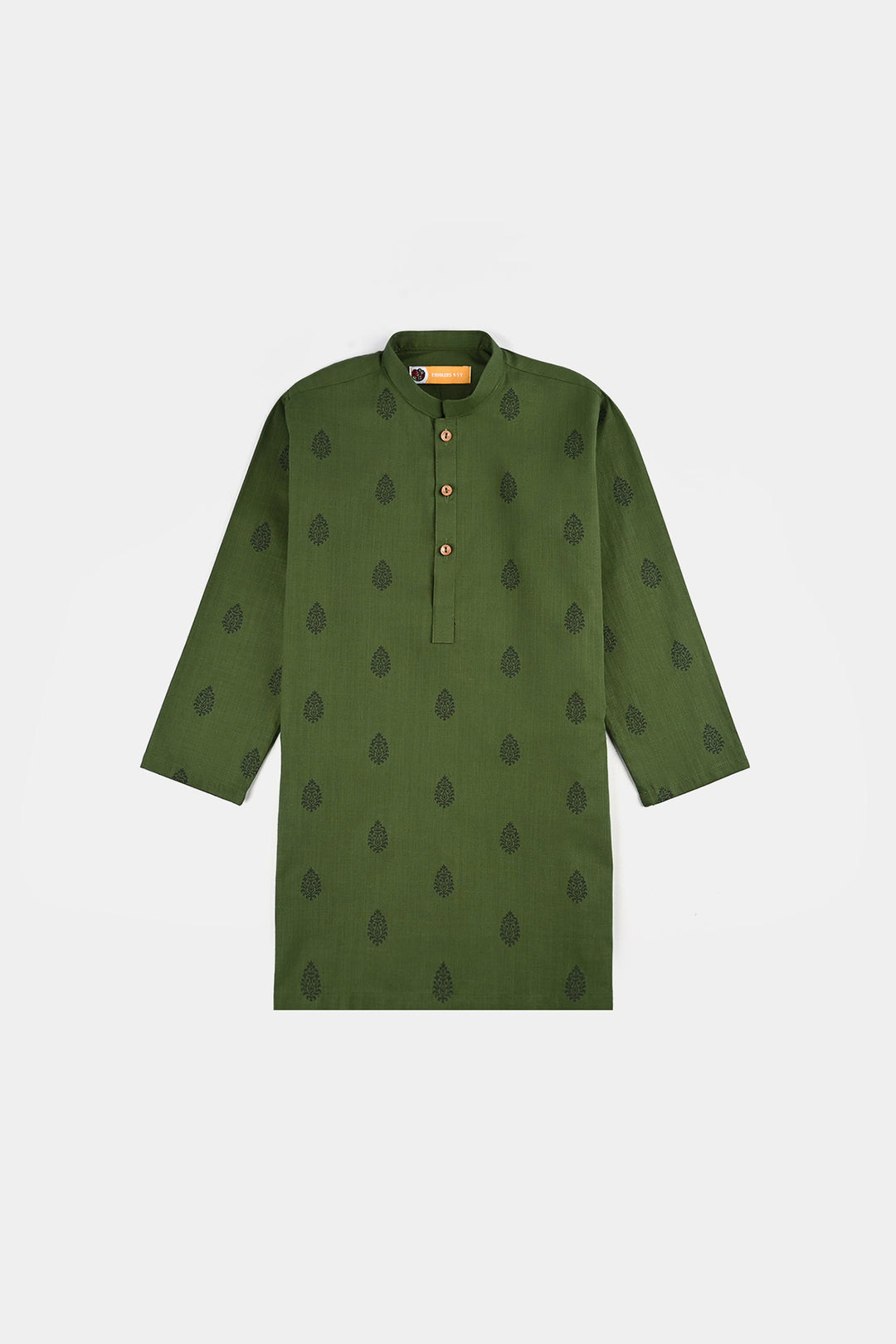 Boys Cotton Slub Kurta Pajama - Green