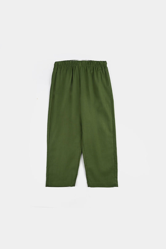 Boys Cotton Slub Kurta Pajama - Green