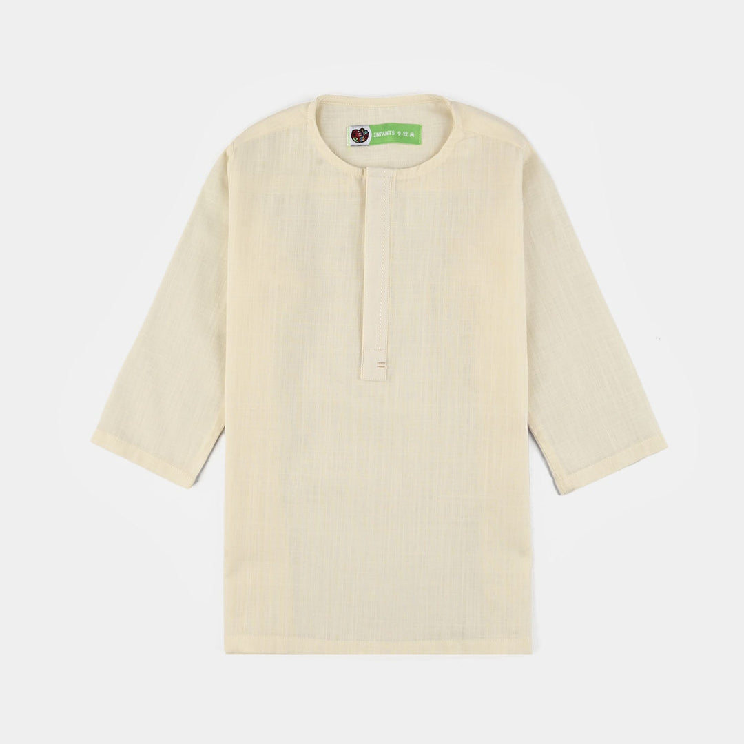 Infant Boys Cotton Slub 3Piece Suit (Blended)-OFF-White