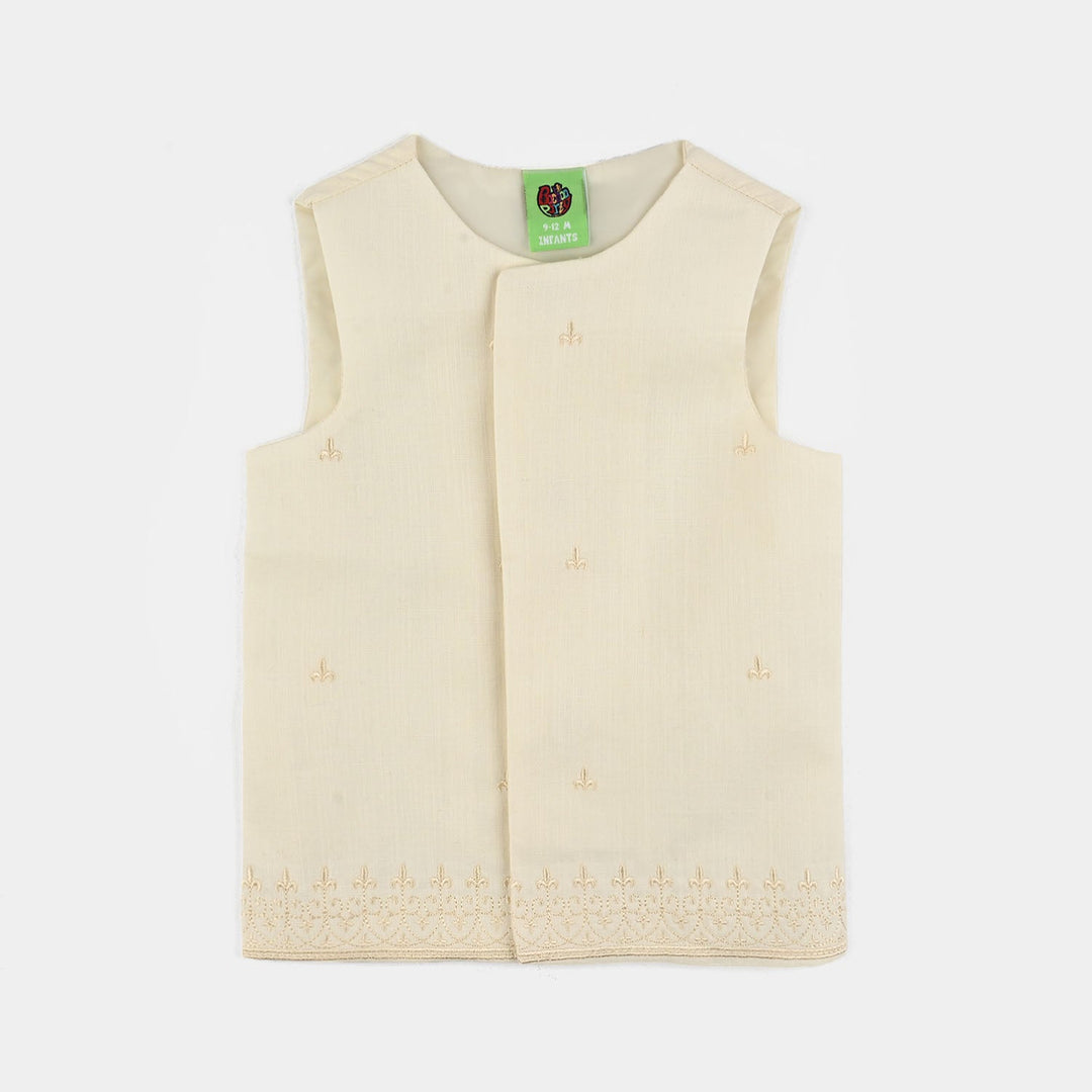 Infant Boys Cotton Slub 3Piece Suit (Blended)-OFF-White