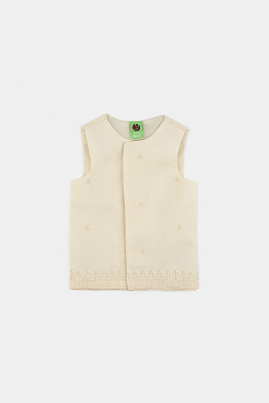 Infant Boys Cotton Slub 3Piece Suit (Blended)-OFF-White
