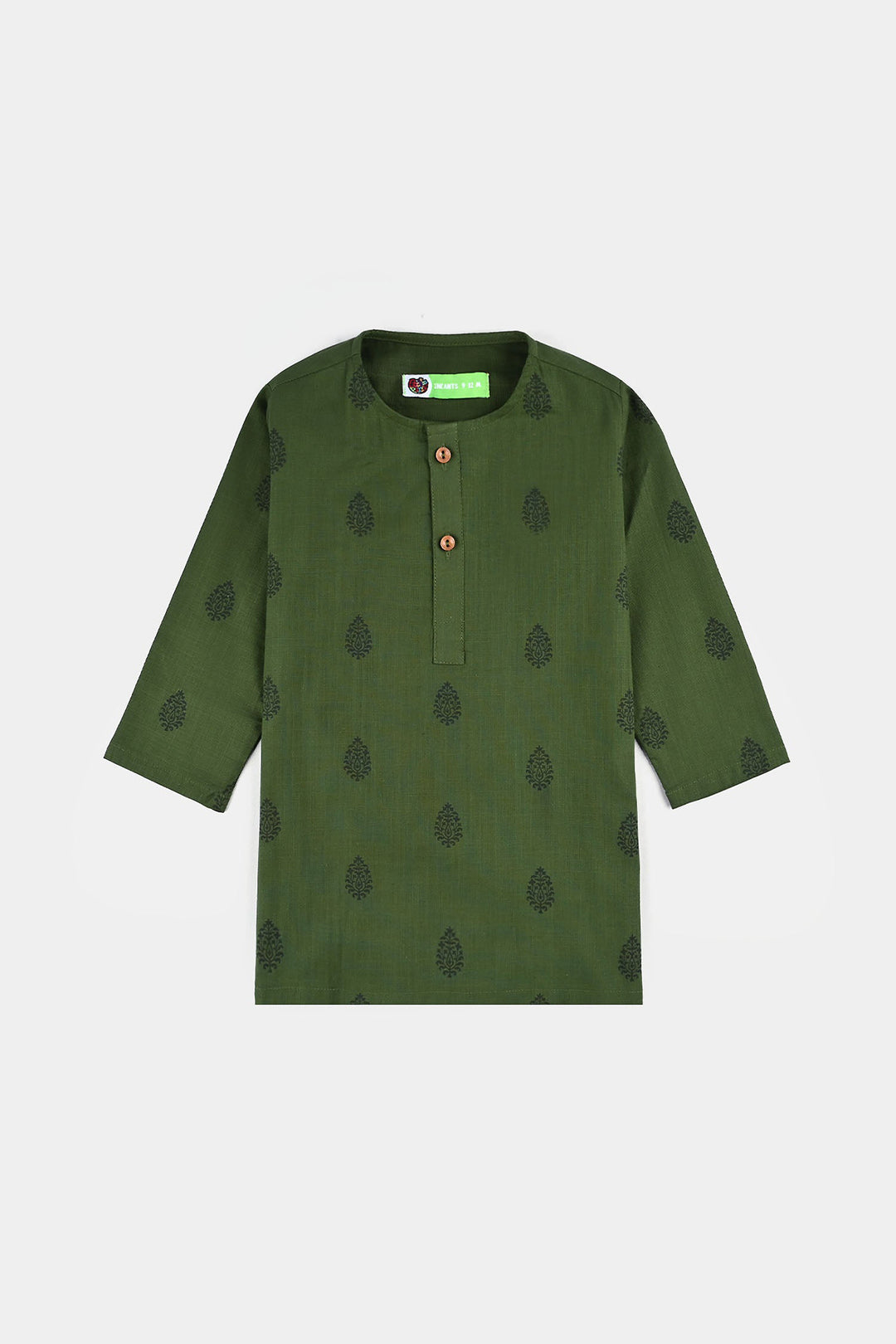 Infant Boys Cotton Slub Kurta Pajama - Green
