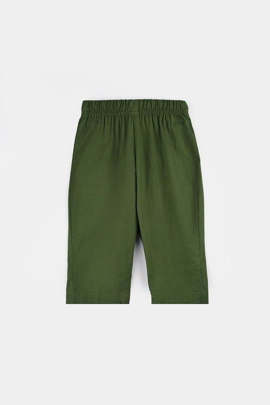 Infant Boys Cotton Slub Kurta Pajama - Green