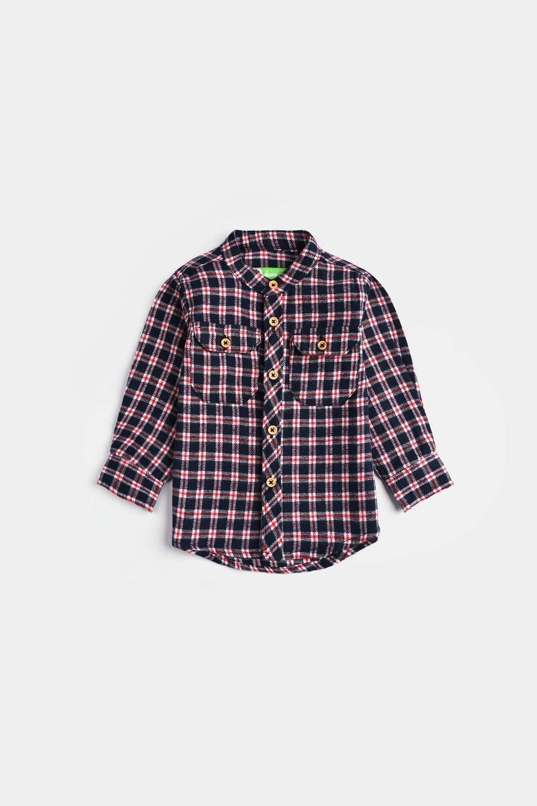 Infant Boys Flannel Shirt-Navy Check