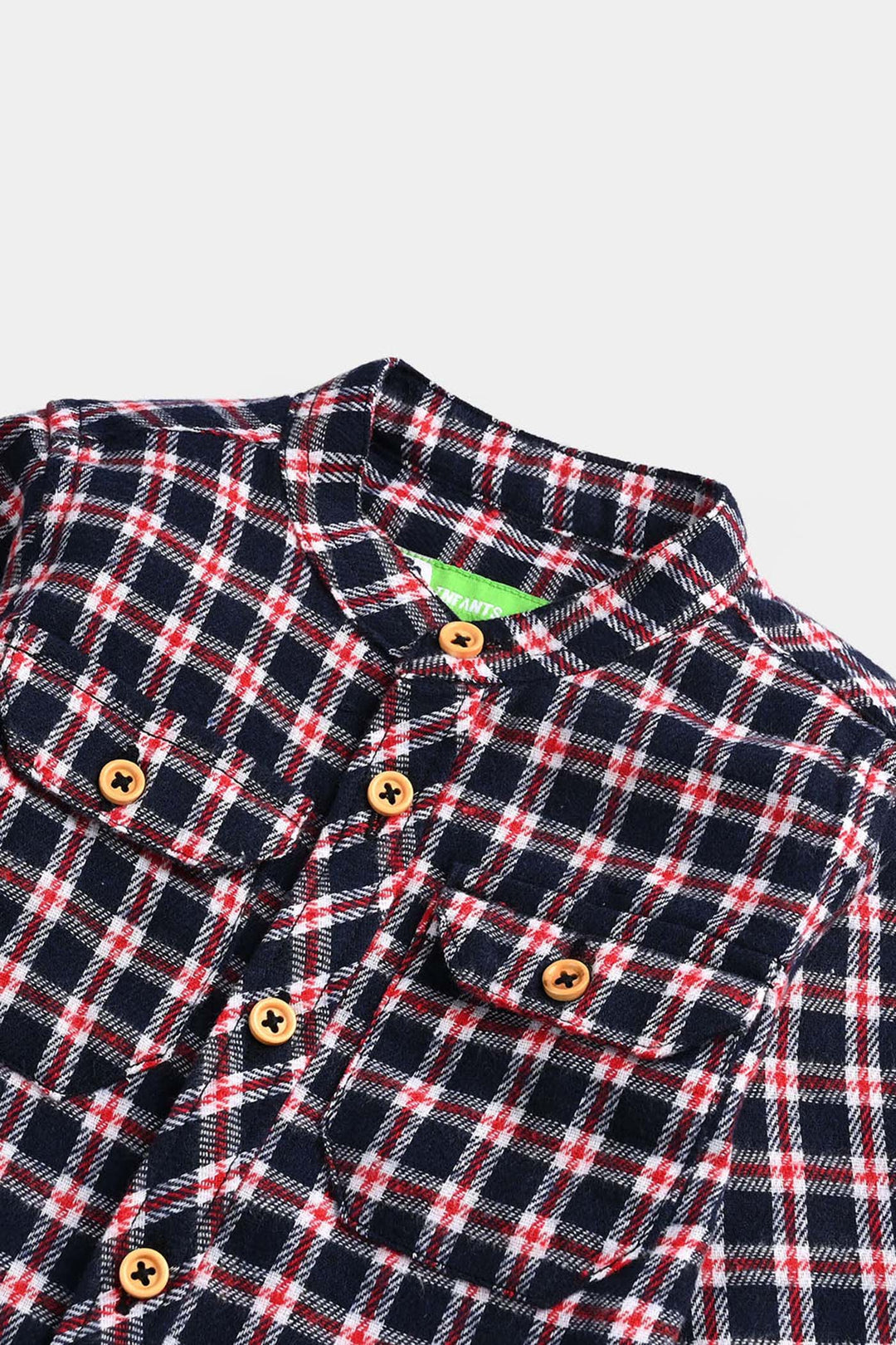 Infant Boys Flannel Shirt-Navy Check