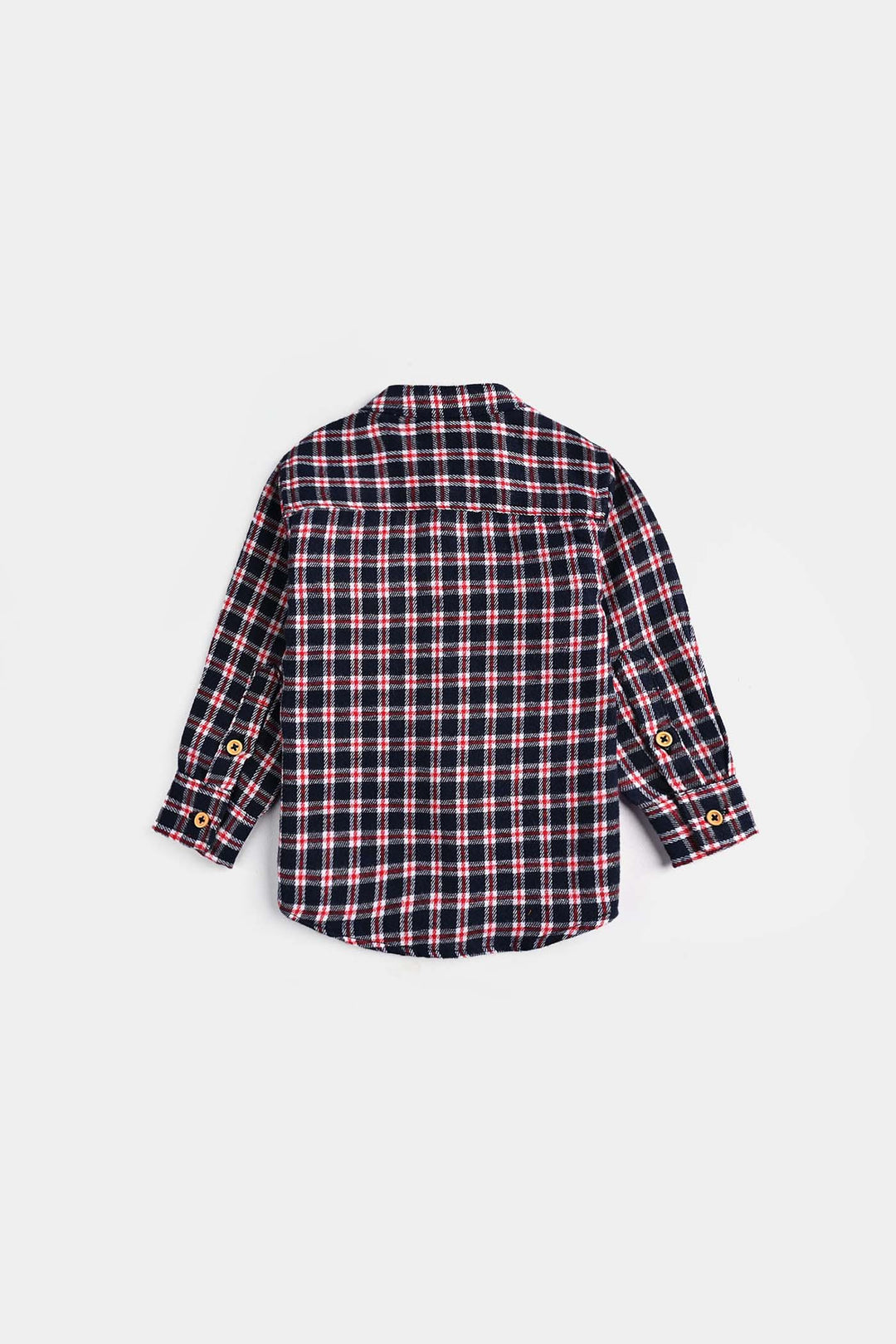 Infant Boys Flannel Shirt-Navy Check