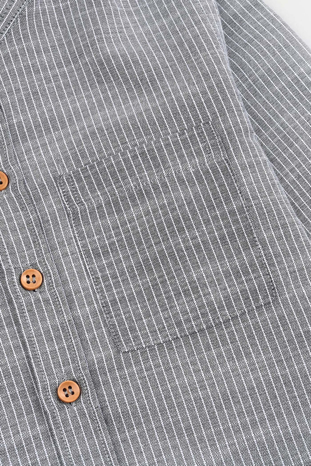 Boys Yarn Dyed Shirt F/S (Textured Stripe)-GREY