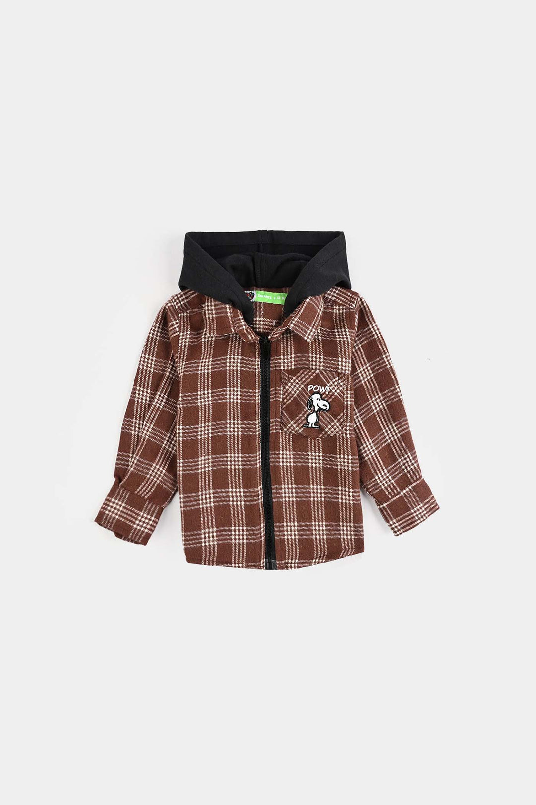 Infant Boys Flannel Shirt-Brown Check