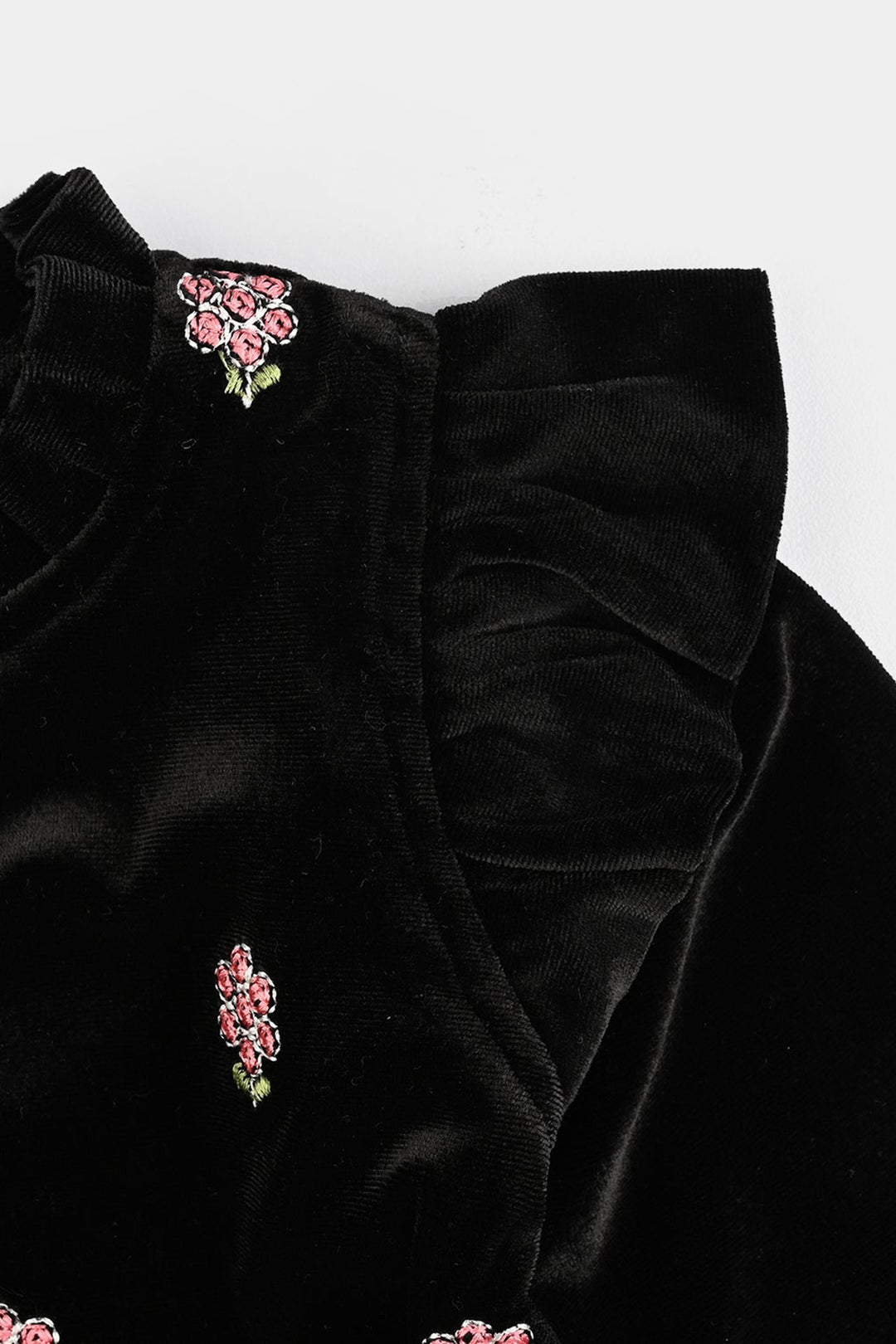 Infant Girls Velvet Emb Top Moon-BLACK