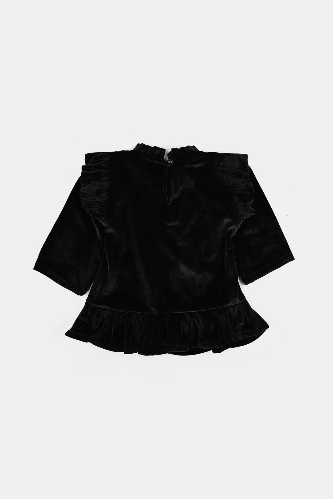 Infant Girls Velvet Emb Top Moon-BLACK