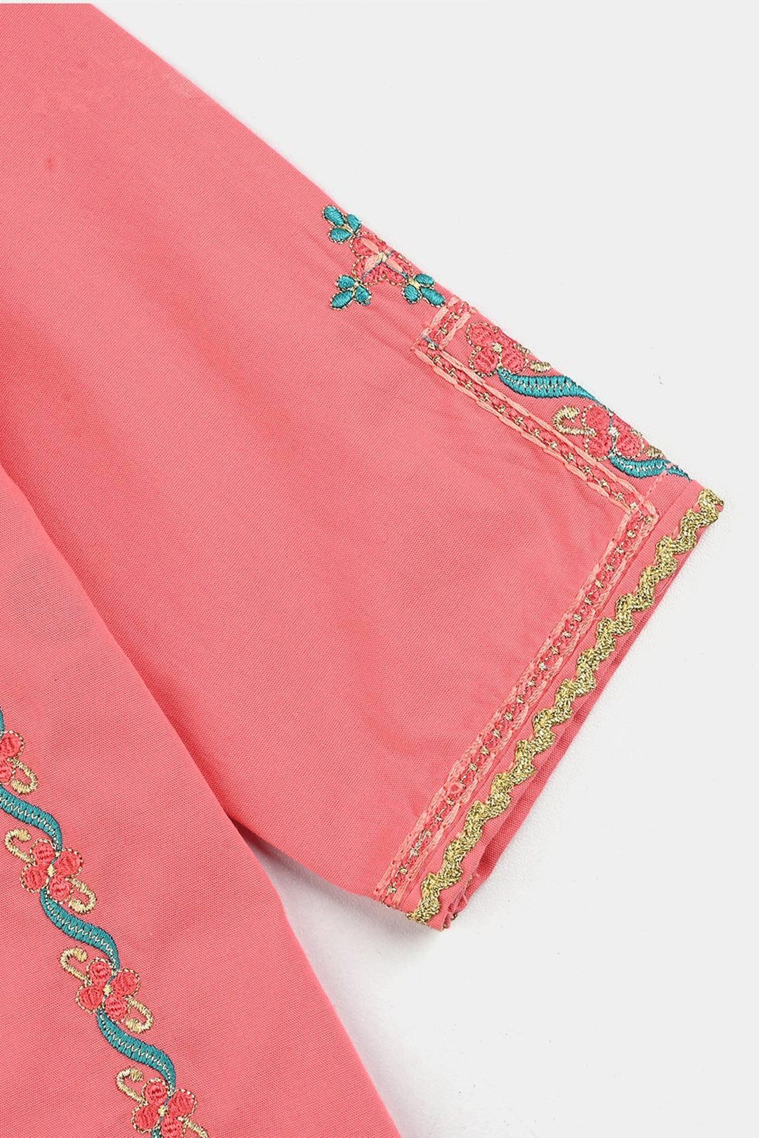 Infant Girls Cotton Poplin Emb 2Pcs Rani-Peach