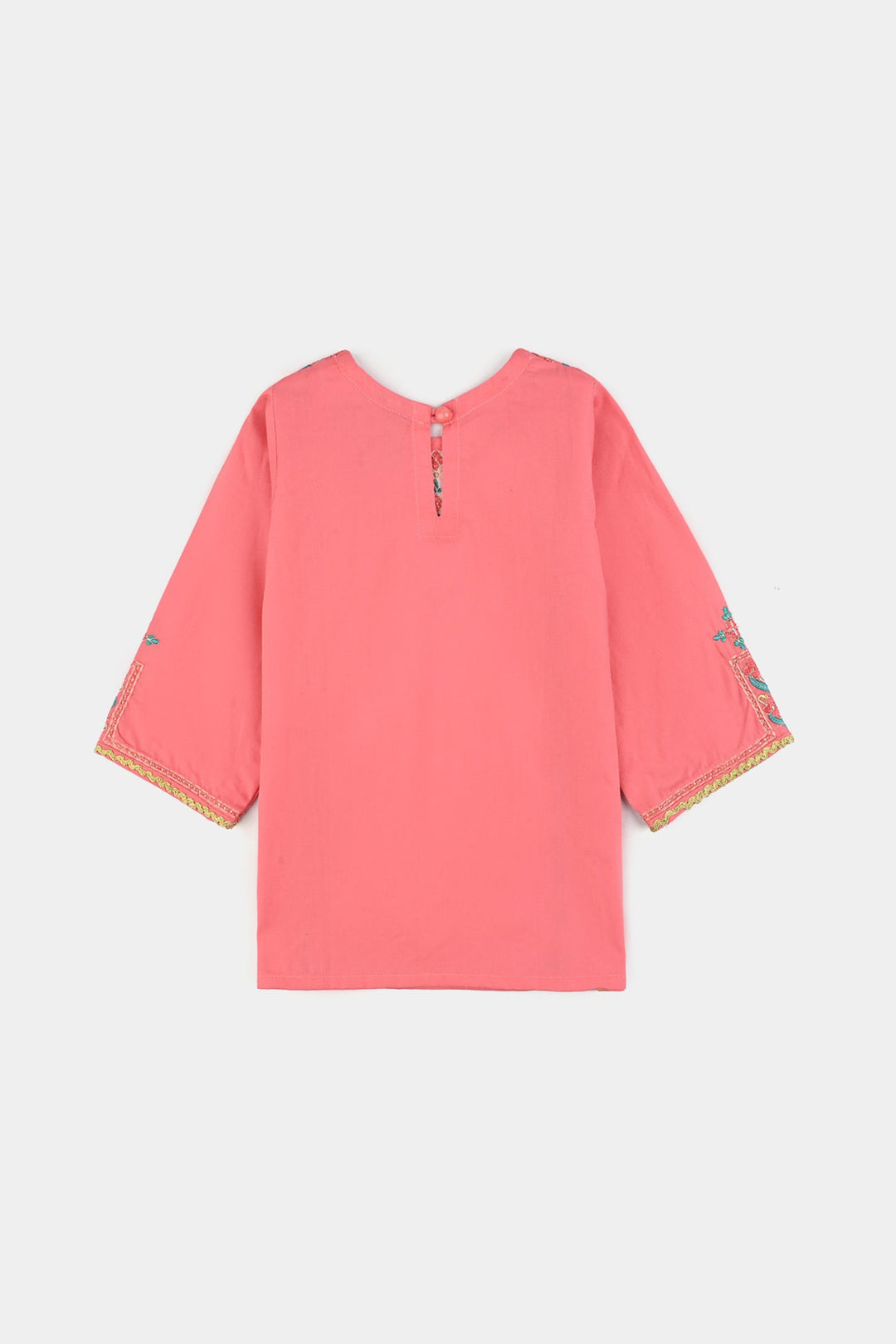 Infant Girls Cotton Poplin Emb 2Pcs Rani-Peach