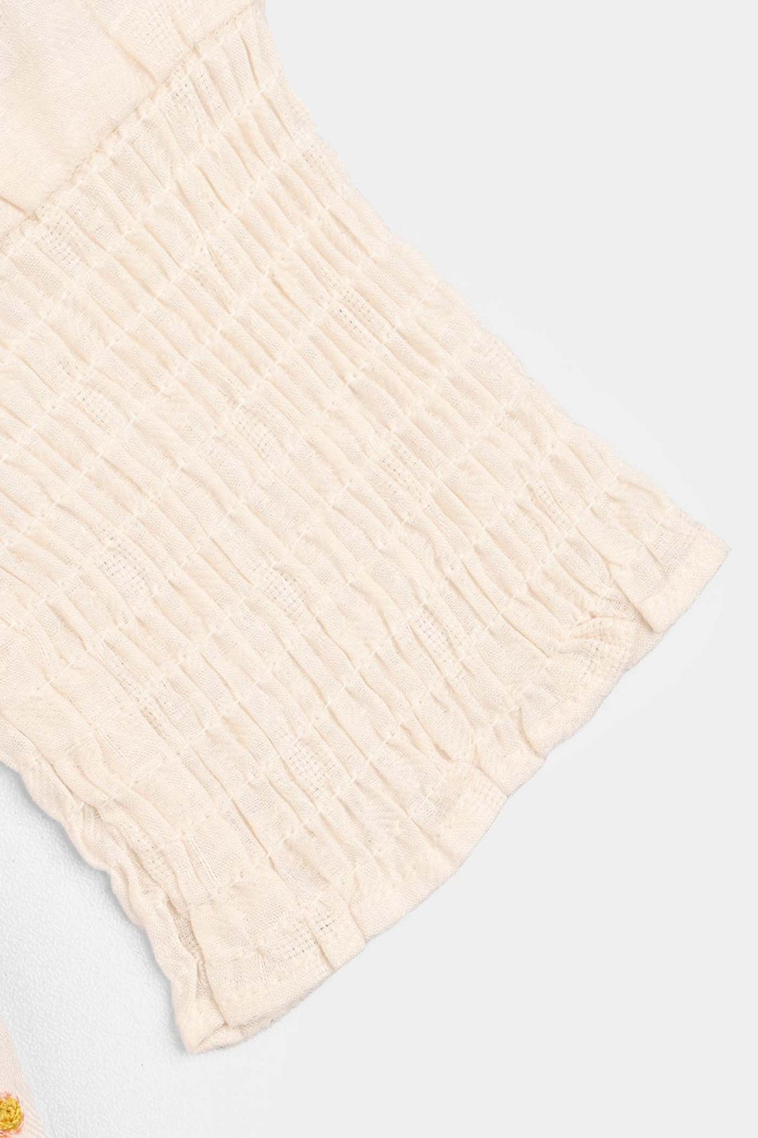 Girls Jacquard Emb Top White Smoking-WHITE