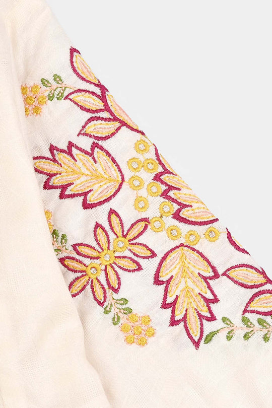 Girls Jacquard Emb Top White Smoking-WHITE