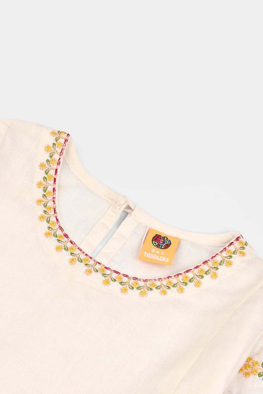 Girls Jacquard Emb Top White Smoking-WHITE