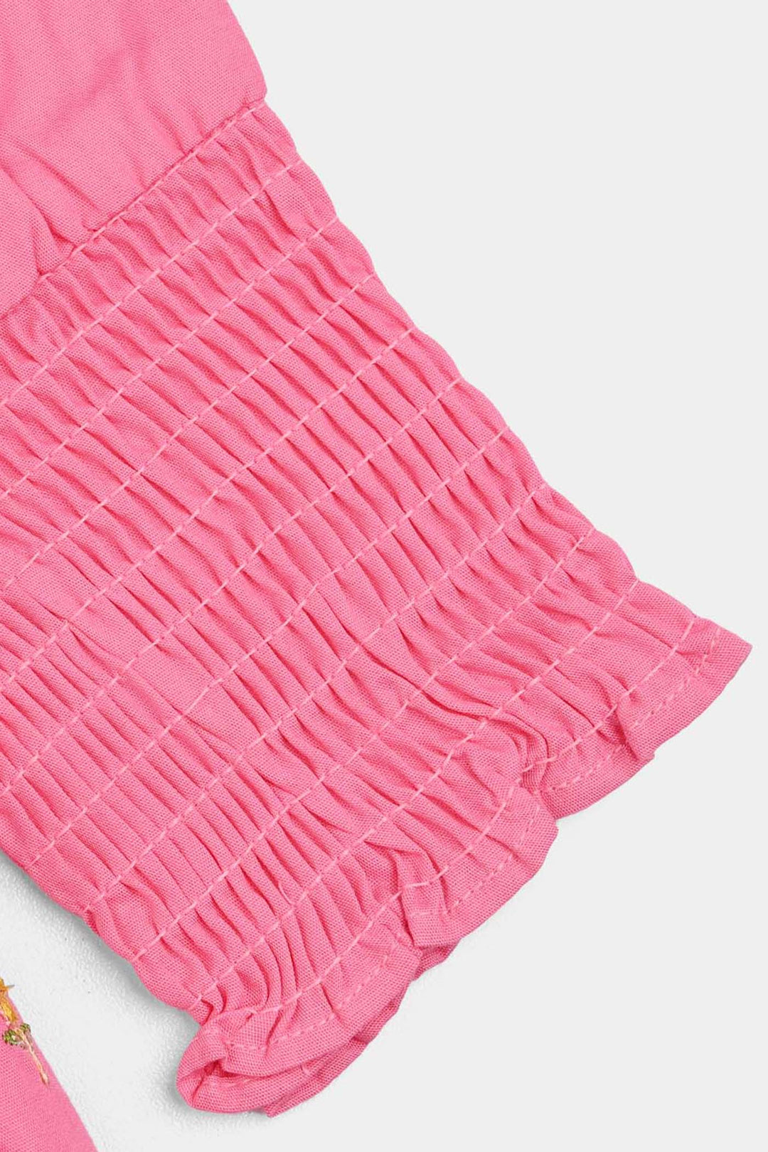 Girls Cotton Poplin Emb Top Pink Candy-Shock.Pink