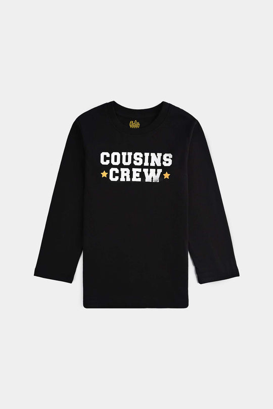Boys Jersey/Terry T-Shirt F/S Cousins Crew-BLACK