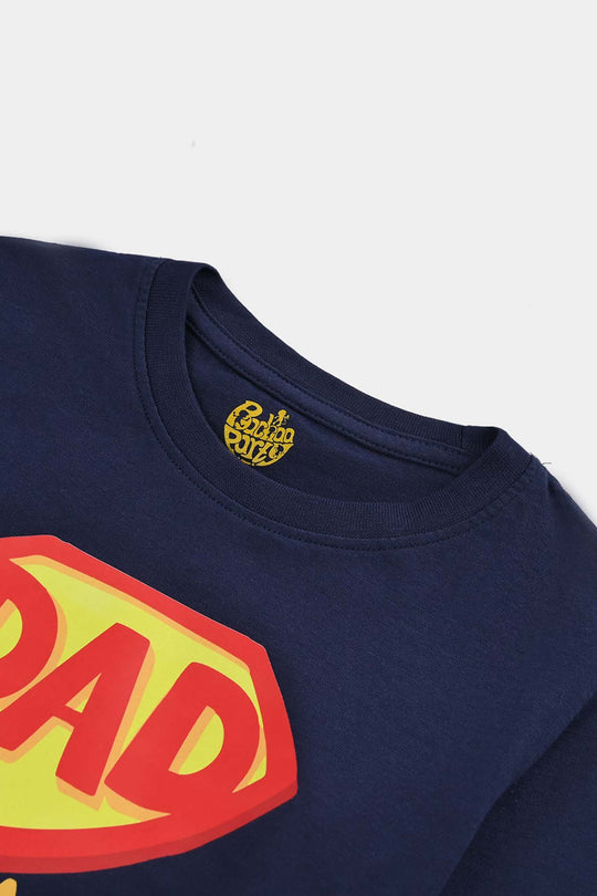 Boys Jersey/Terry T-Shirt Dad is My Hero-NAVY