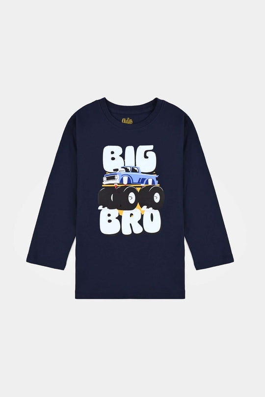 Boys Jersey/Terry T-Shirt F/S Big Bro-NAVY