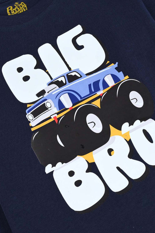 Boys Jersey/Terry T-Shirt F/S Big Bro-NAVY