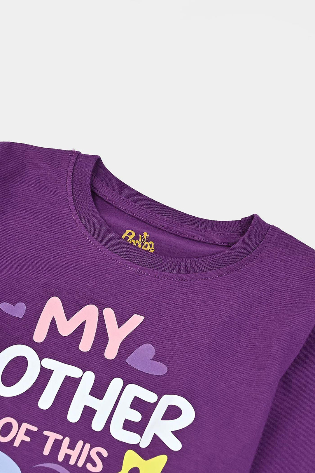 Girls Jersey/Terry T-Shirt My Mother Is Out Of This World-Purple Magic
