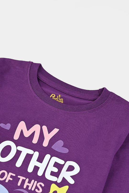 Girls Jersey/Terry T-Shirt My Mother Is Out Of This World-Purple Magic