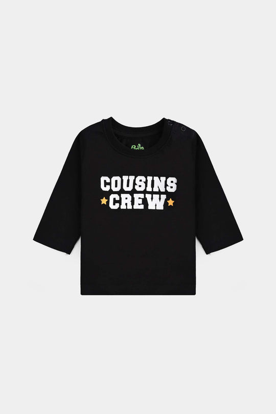 Infant Boys Jersey/Terry T-Shirt Cousins Crew-BLACK