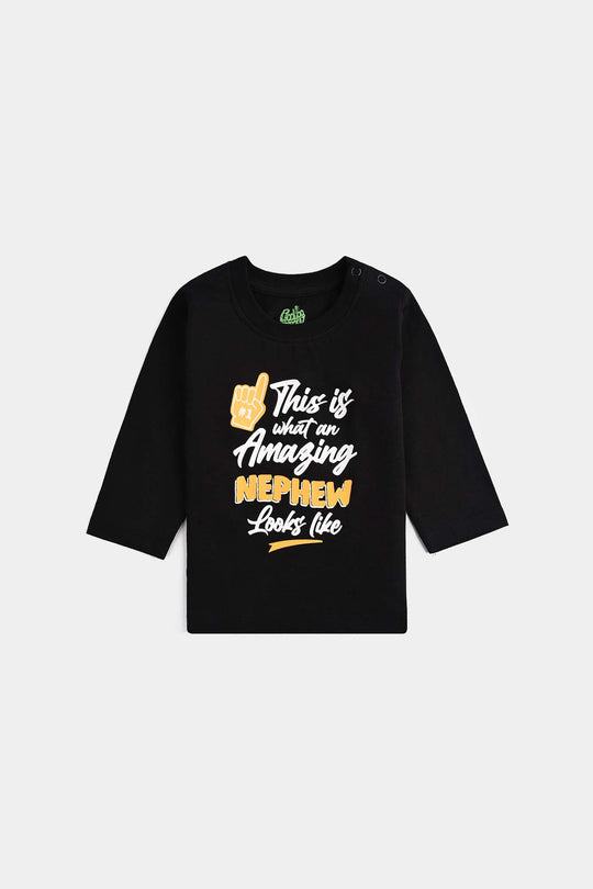 Infant Boys Jersey/Terry T-Shirt Amazing Nephew-BLACK