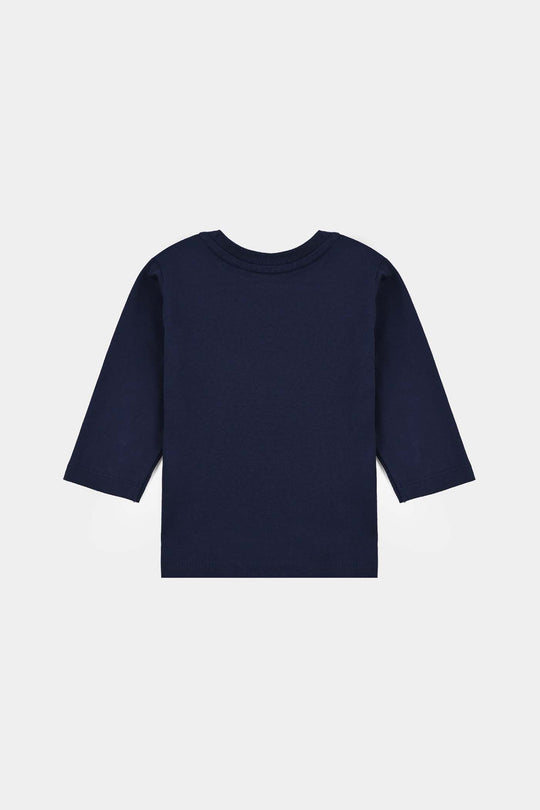 Infant Boys Jersey/Terry T-Shirt Lil Bro-NAVY
