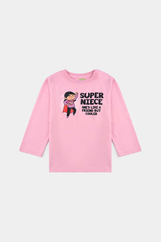 Infant Girls Jersey/Terry T-Shirt - Pink