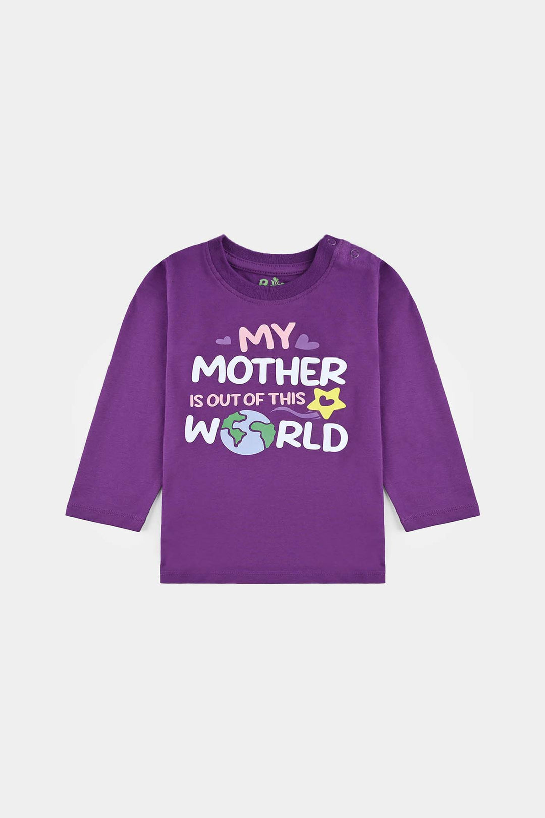 Infant Girls Jersey/Terry T-Shirt My Mother Is Out Of This World-Purple Magic