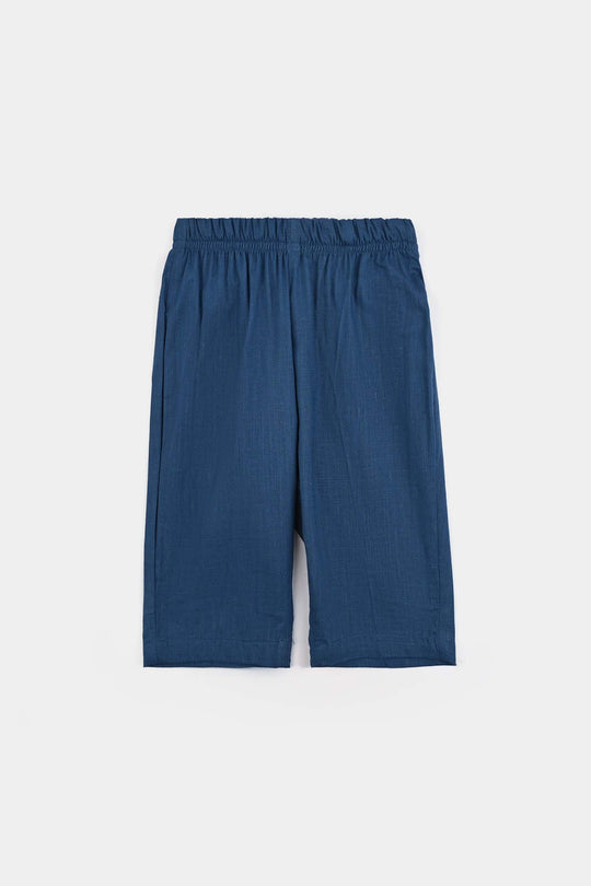 Infant Boys Cotton Slub Kurta Pajama (Tone on Tone)-Blue.Opal