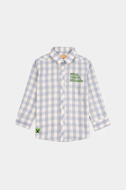 Boys Flannel Shirt-L/BLUE