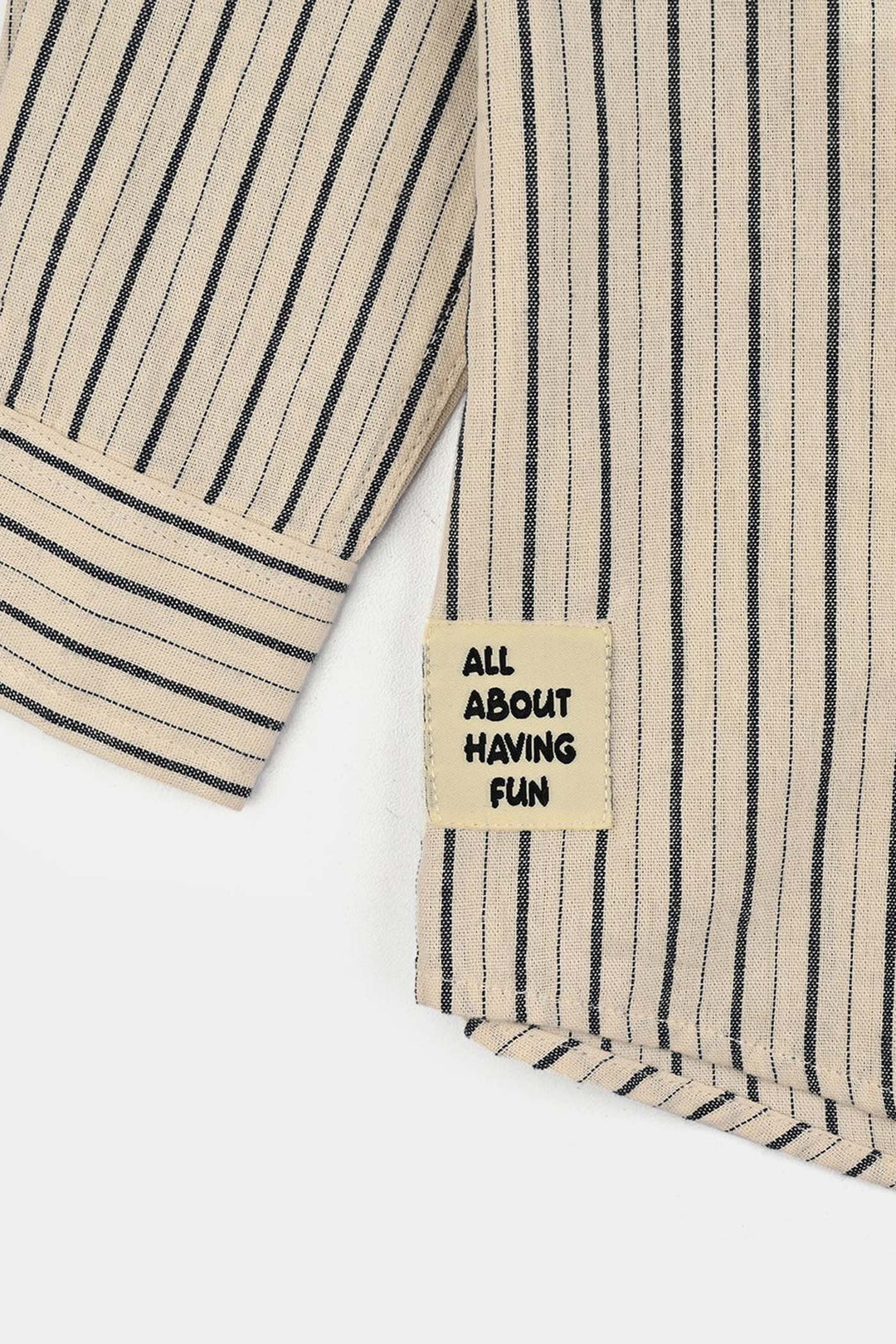 Boys Yarn Dyed Shirt F/S-White Stripe