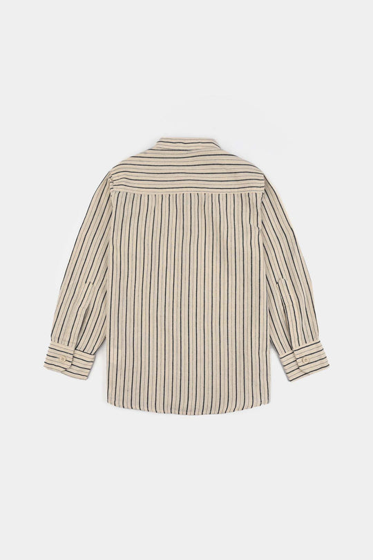 Boys Yarn Dyed Shirt F/S-White Stripe
