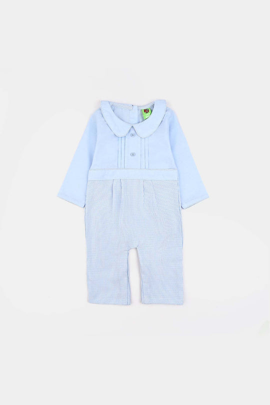 Infant Boys Chambray Woven Romper-Mini Me-LT.Blue